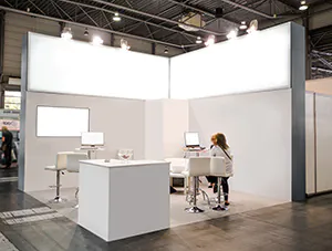 trade fair stand with the perfect lighting